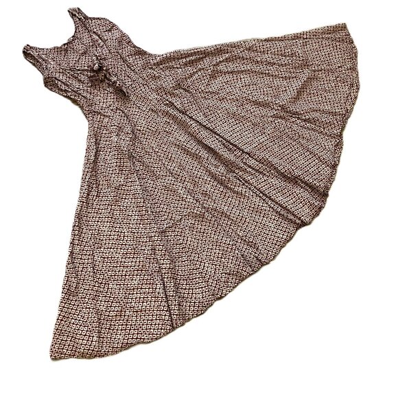 Le Chateau Sleeveless Midi Dress Tie-Back Red/Beige Made in India Vintage 90s - Picture 5 of 11